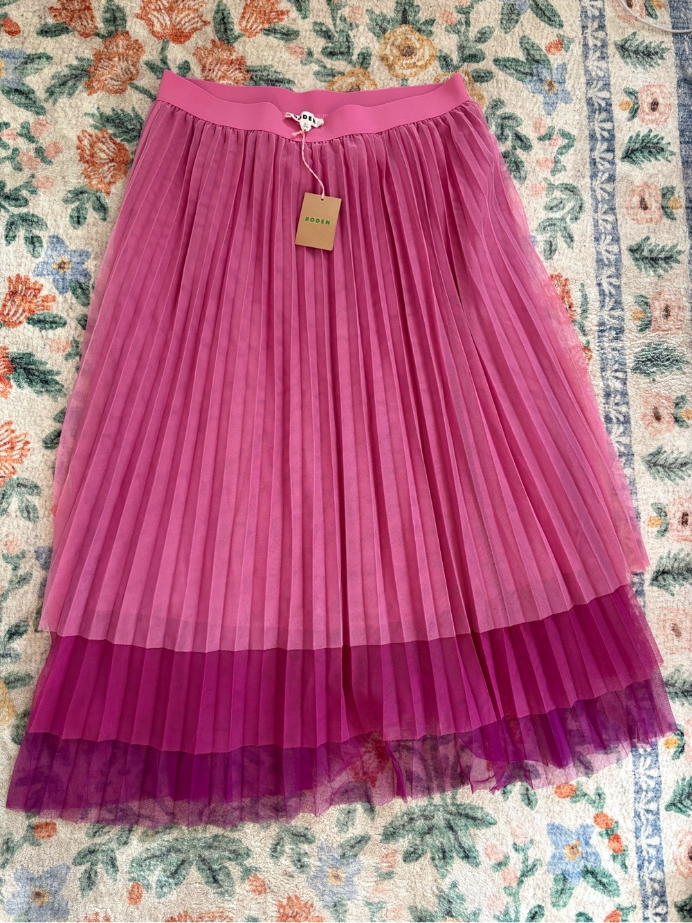 Boden Pink Pleated Tulle Skirt